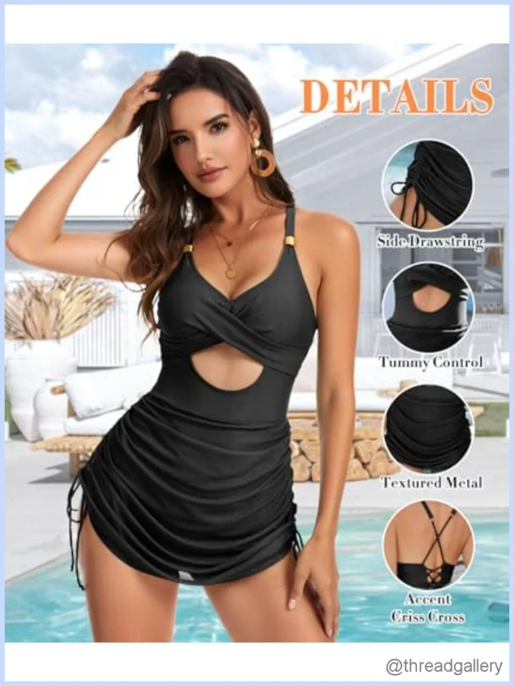 One Piece Swimsuit Women Tummy Control Sexy Halter Cutout Mesh Swimwear